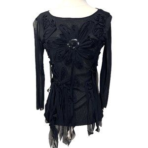 Black top with large black flower